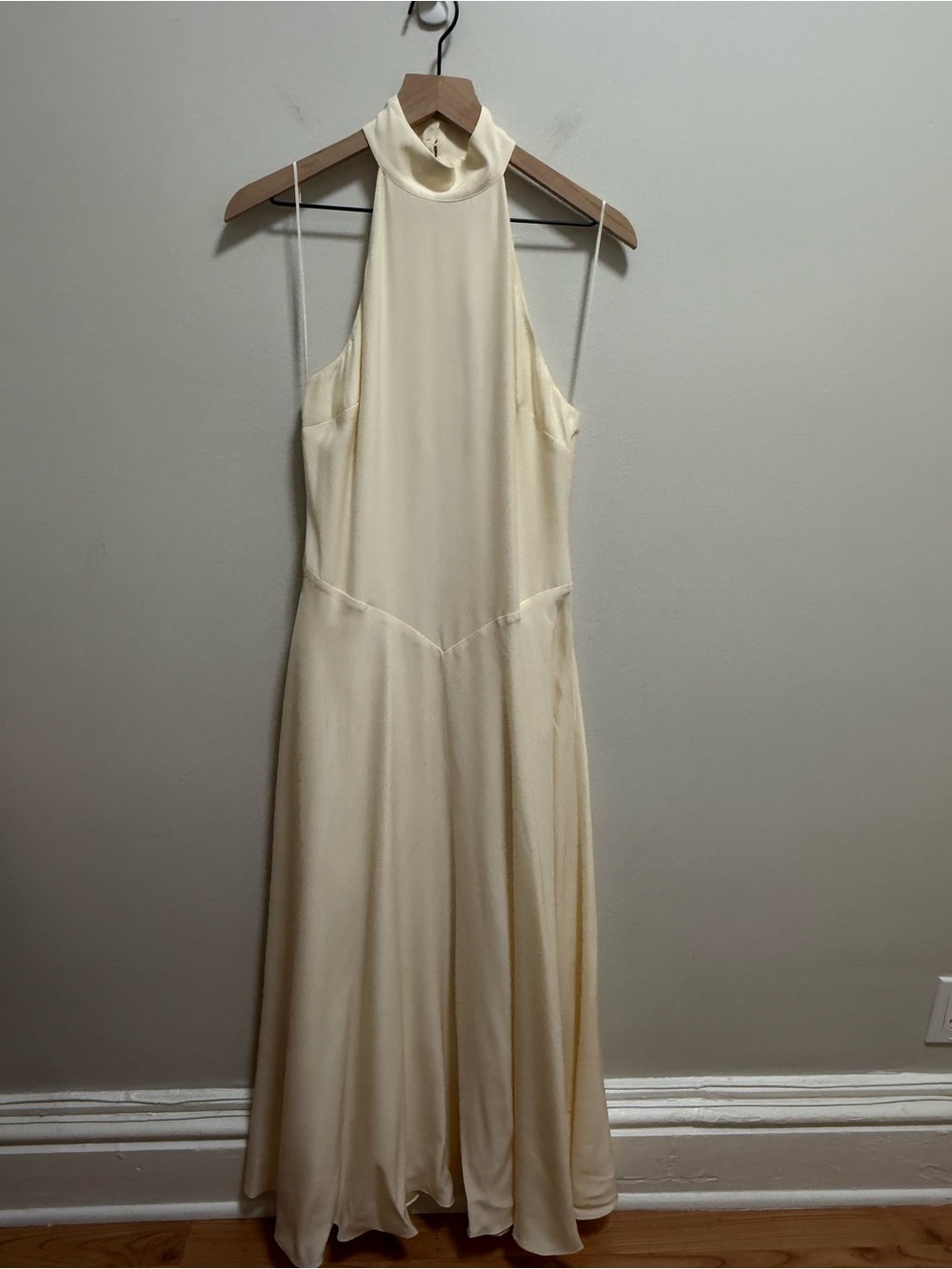 Reformation Katelyn ivory silk dress fior de latte halter maxi formal bridal NWT - Picture 4 of 10